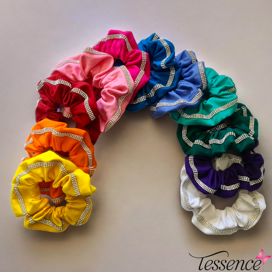 Cotton Rhinestoned Scrunchies