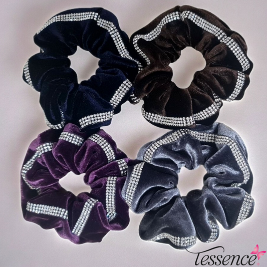 Velvet Rhinestoned Scrunchies | Gift Pack 7