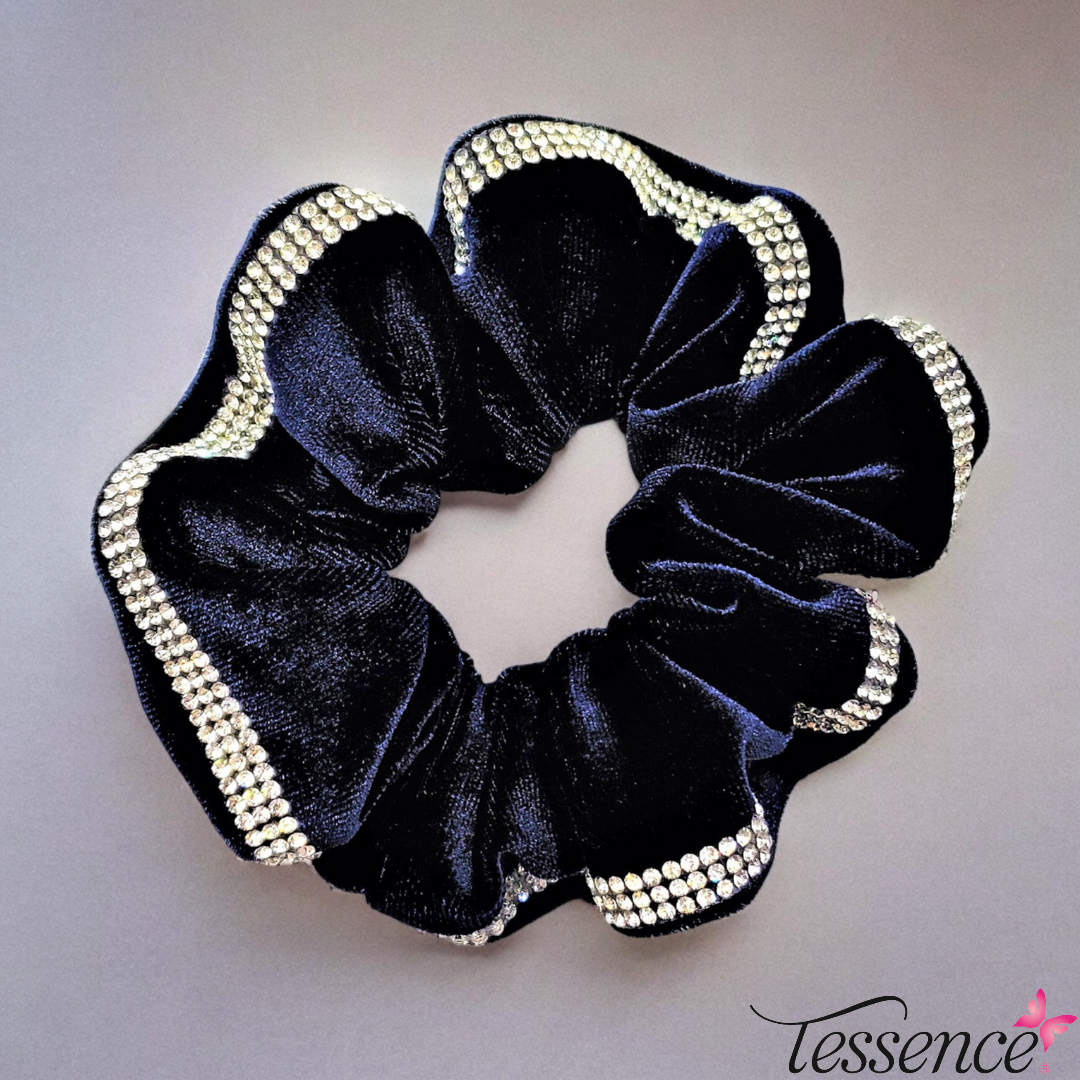 Velvet Rhinestoned Scrunchies