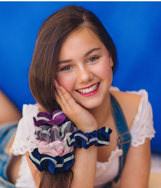 Velvet Rhinestoned Scrunchies
