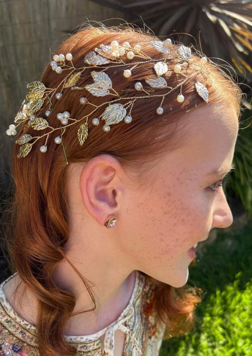 Leaf pearl Hair Piece