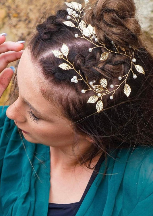 Leaf pearl Hair Piece
