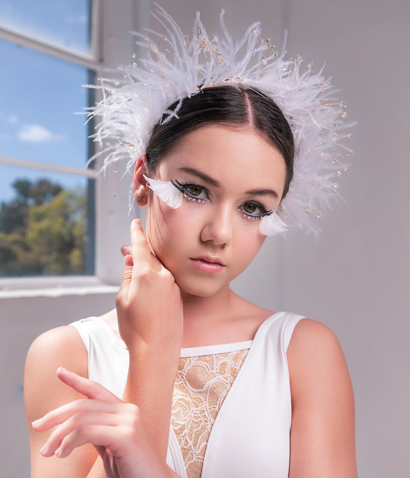 Rhinestone feather hair Clip Tessence