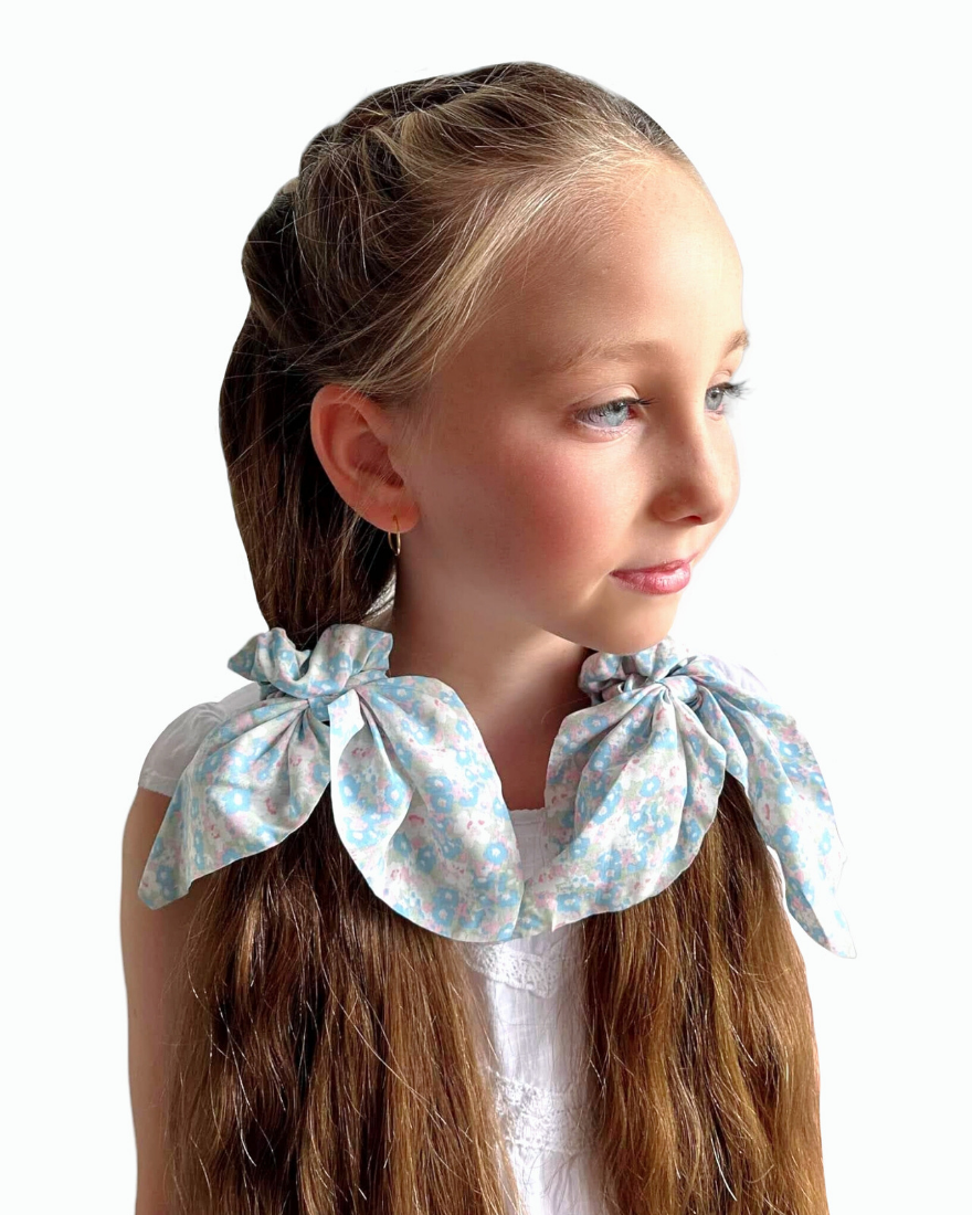 Floral Chiffon Scrunchies With Tails