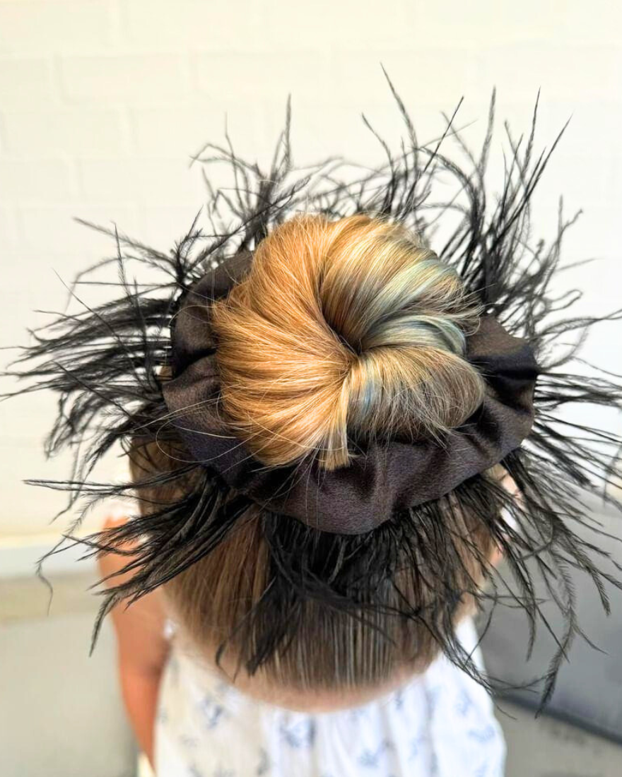 Satin Scrunchie with feathers