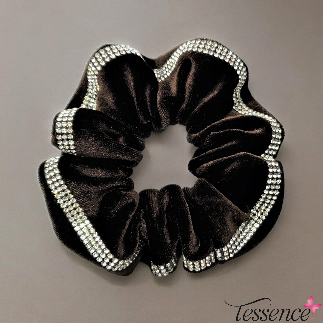 Velvet Rhinestoned Scrunchies