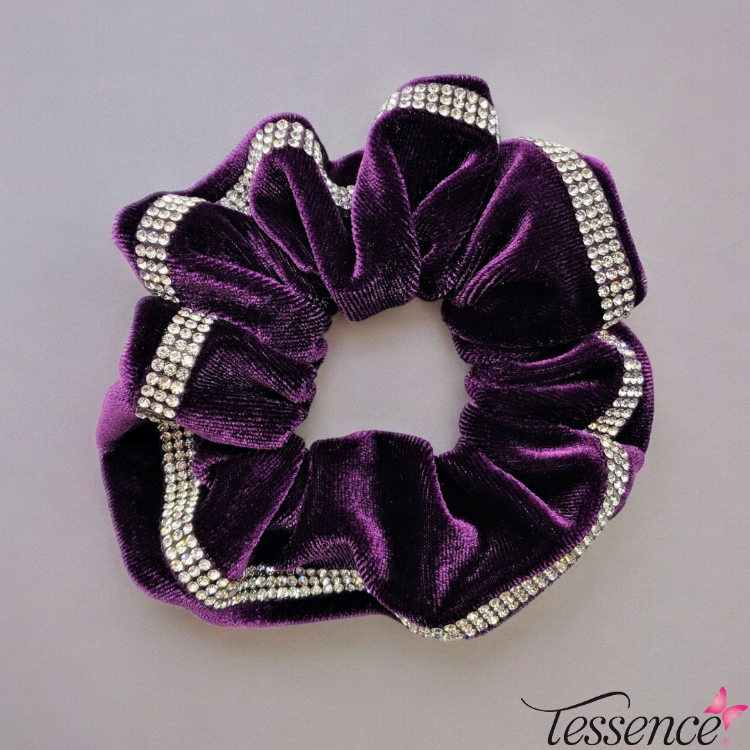 Velvet Rhinestoned Scrunchies