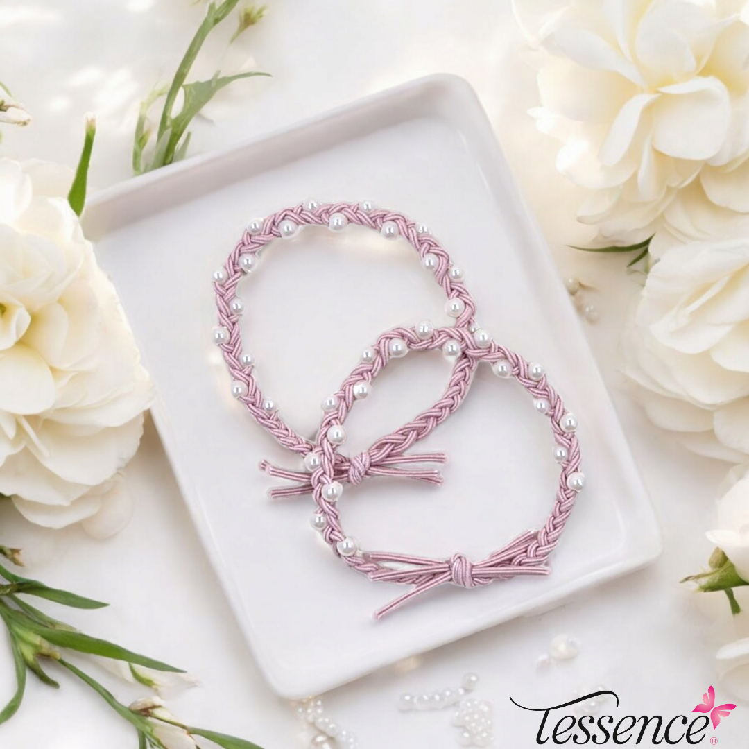 Plaited Hair Elastics with Pearls