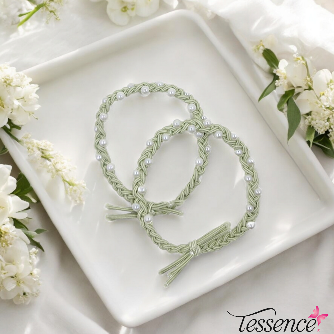Plaited Hair Elastics with Pearls