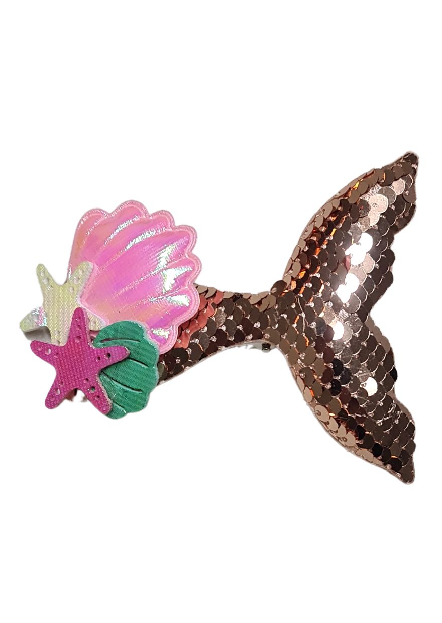Mermaid reversable sequin tail hair clip