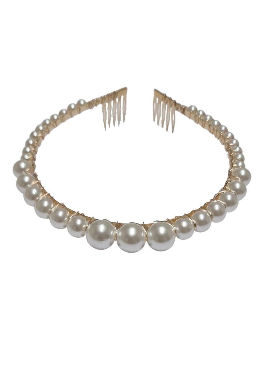 Pearl White Headband (with combs)
