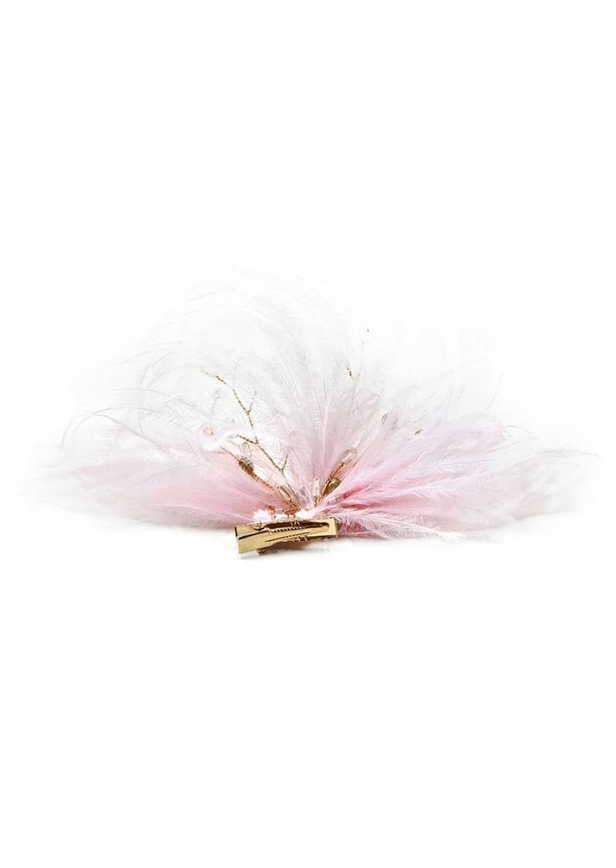 Rhinestone pink feather hair clip