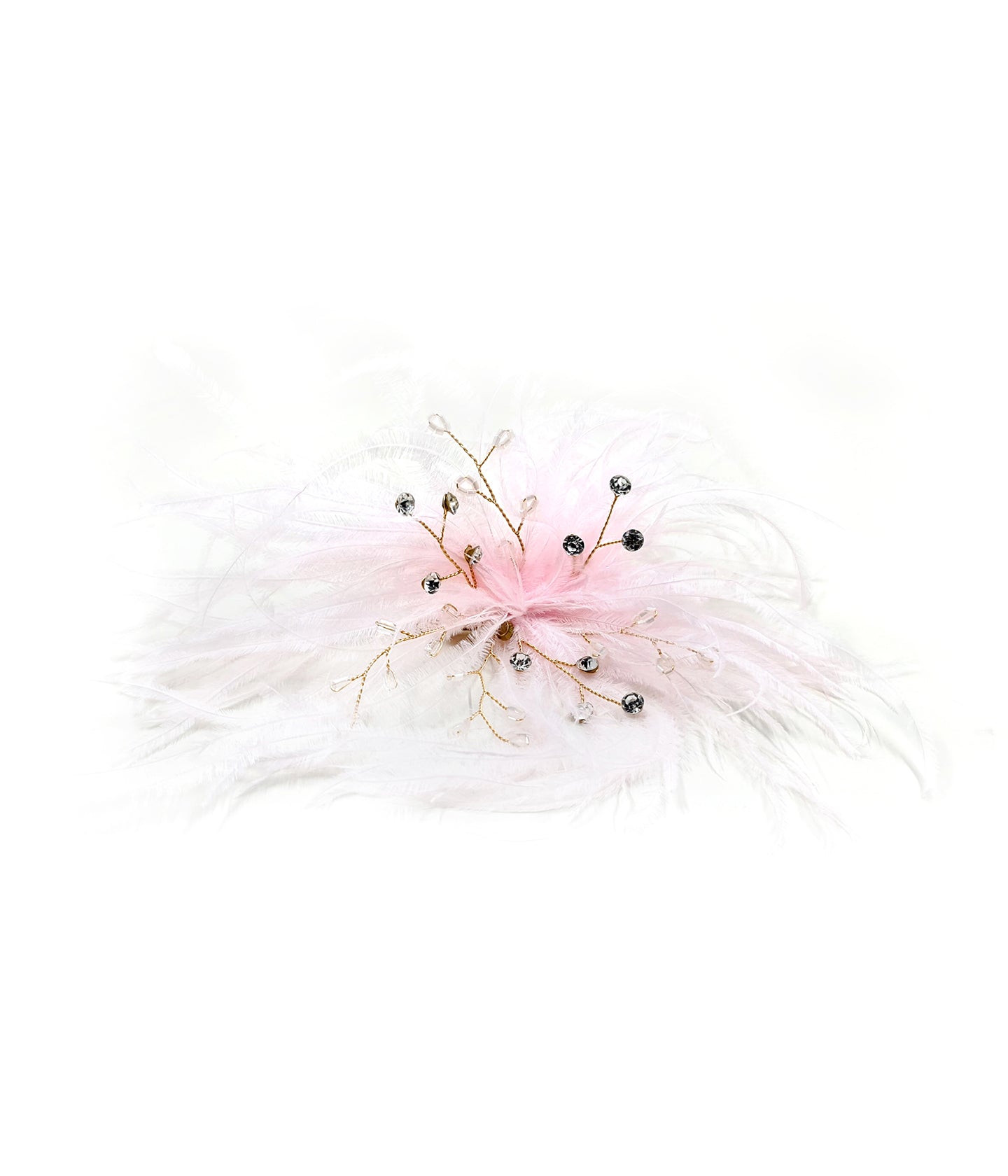 Rhinestone pink feather hair clip