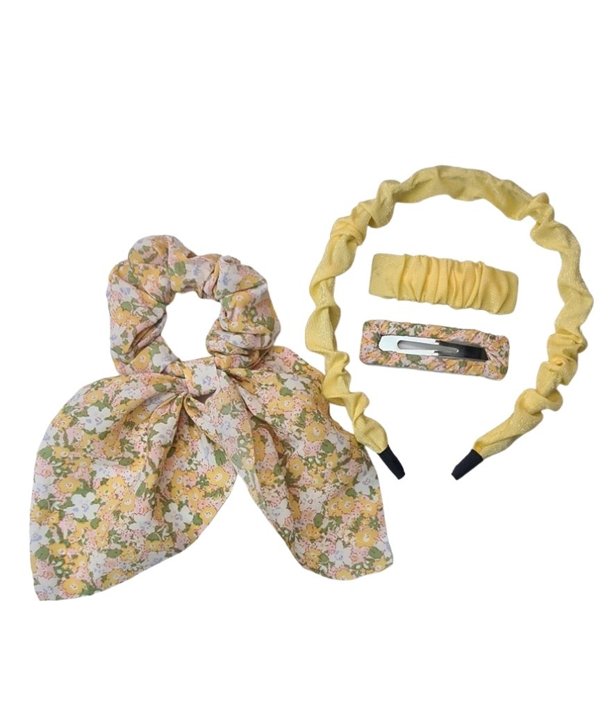 Ruffled Headband, clips and scrunchie set